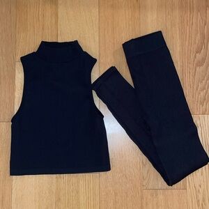 Zara Ribbed Mock Neck Top and Legging Set